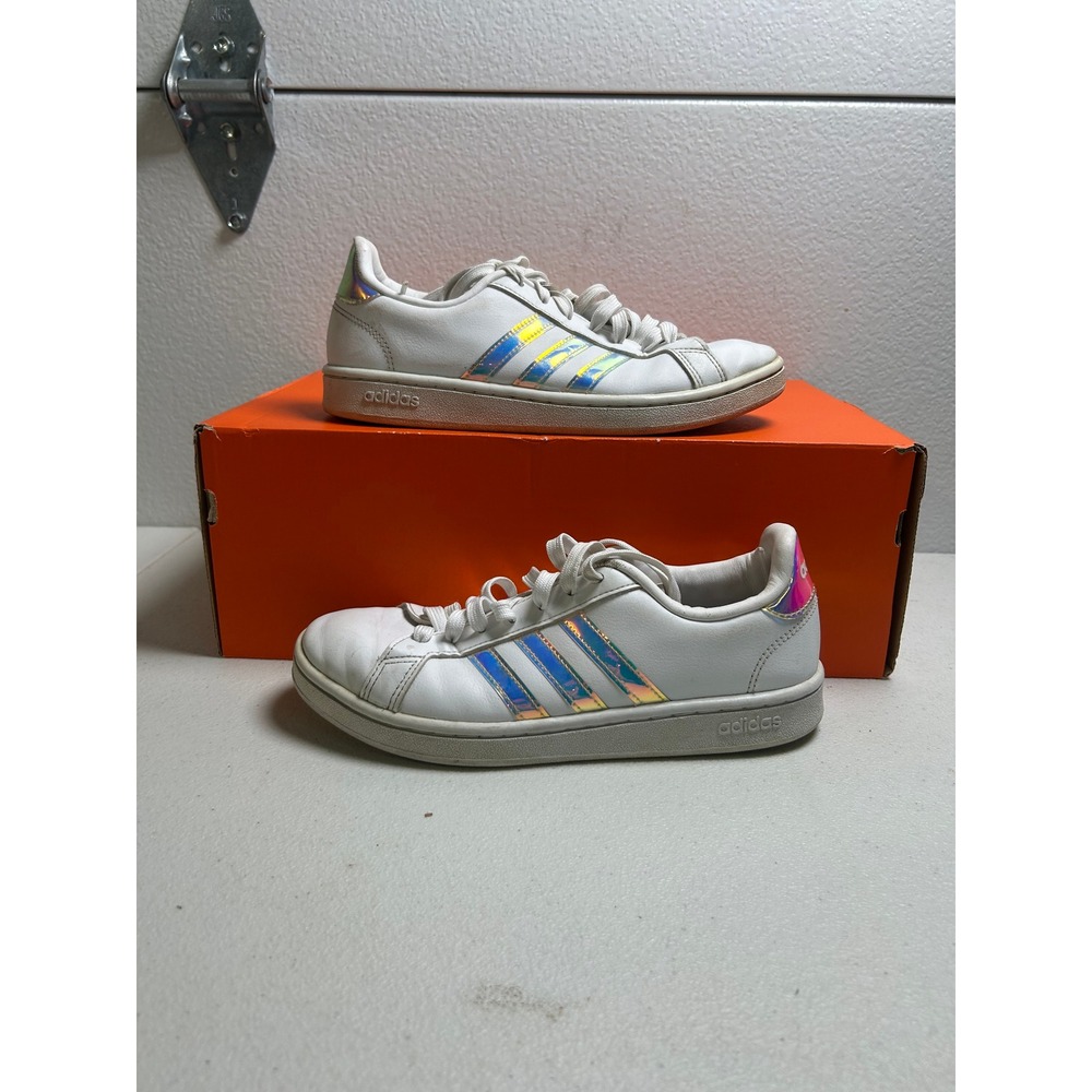 Adidas Grand Court White Iridescent Size 7.5 #3028